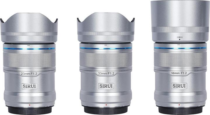 Actual product image Sirui Sniper Set AS-3S-ES 23mm, 33mm & 56mm F1.2 APSC Auto-Focus Lens Kit (Sony E Mount, silver, Carbon (Sony E, APS-C / DX)