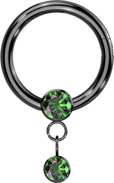 Produktbild Hollywood Body Jewelry Micro Segmentring klappbar schwarz Kristall dunkel multicolor Anhänger Kette Kristall dunkel multico (Titan G23, ohne Messing)