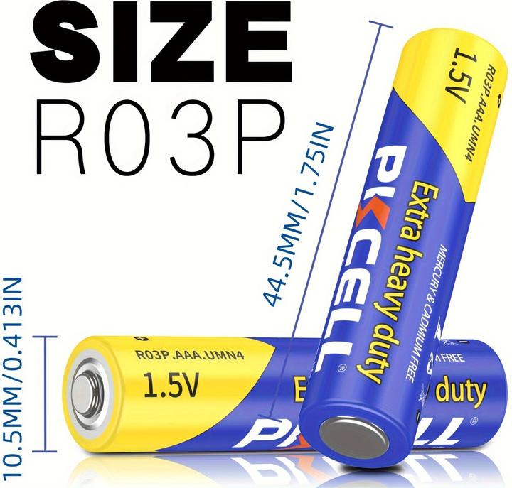 Produktbild Pkcell 40er Pack AAA 1,5V Zink-Kohle Batterien nicht wiederaufladbar (40 Stk., AAA)