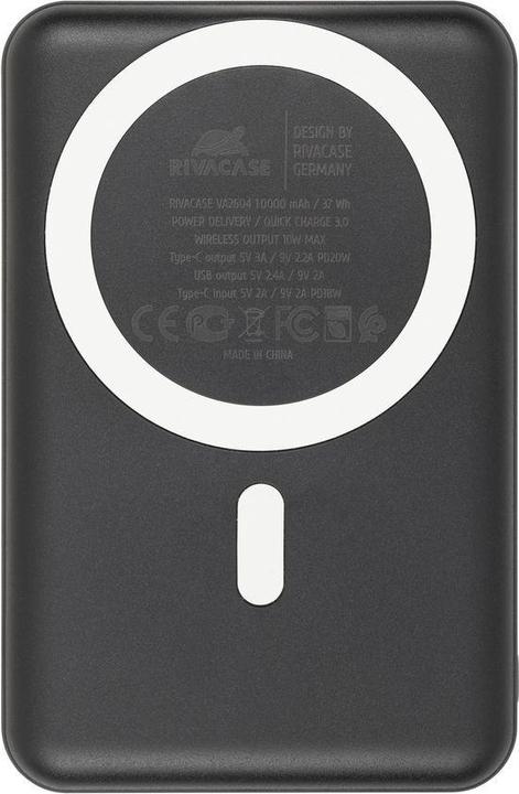 Immagine prodotto Rivacase VA2604 Powerbank wireless Magsafe Qi 15W, batteria esterna con caricatore rapido QC/PD 20W 10000 mAh (10000 mAh, 20 W, 18.50 Wh)