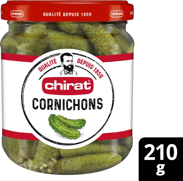 Produktbild Chirat Essig Cornichons knackige Mini Gürkchen ideal für Raclette, Fondue, Apéro, kalte Platten & Snack (210 g)