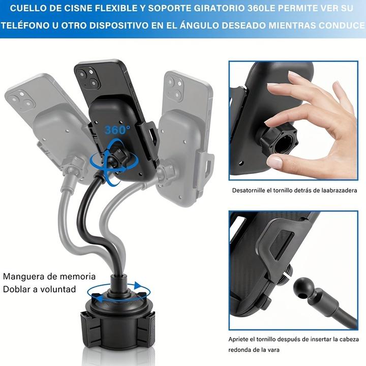 Image du produit PhoneLook Support universel pour smartphone handsfree pour voiture pour porte-gobelet bras flexible