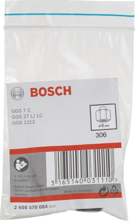 Immagine prodotto Bosch Professional Zubehör Pinza di serraggio con dado di bloccaggio, 6 mm, per smerigliatrice diritta Bosch