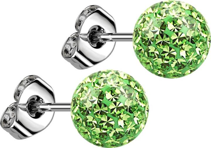 Produktbild Star Piercing Ohrstecker silber mit Kristall Kugel hellgrün Epoxy Schutzschicht (Chirurgenstahl 316L, ohne Messing)