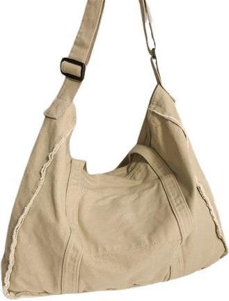 Only-Bags.Store Einfache Canvas Tote Umhängetasche, einfache Umhängetasche, raue Kante Canvas Tasche, Student