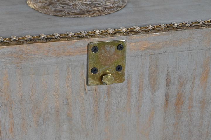Produktbild DKD Home Decor Console Elephant White Grey Golden Brass Mango wood 80 x 30 x 96 cm