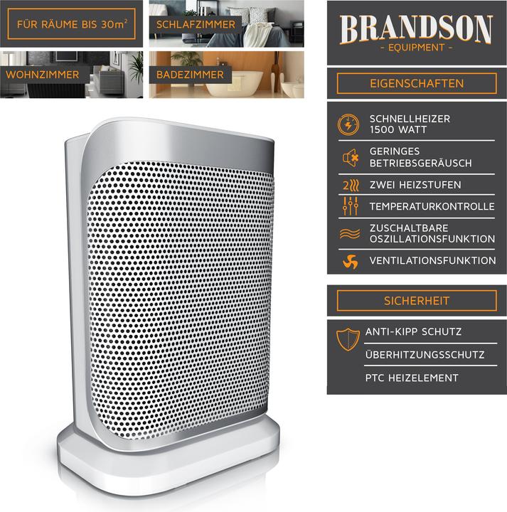 Image du produit Brandson Ventilateur chauffant avec élément chauffant en céramique 1500 W (1500 W)