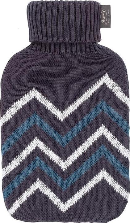 Actual product image Fashy Hot water bottle knitted cover cotton zigzag dark gray (2 l)