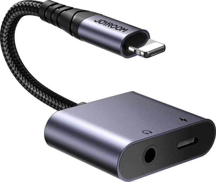 Joyroom SY-L01 Lightning zu Lightning / 3,5-mm-Miniklinken-DAC-Adapter 2in1 – Schwarz (Lightning, 3.5mm Klinke)