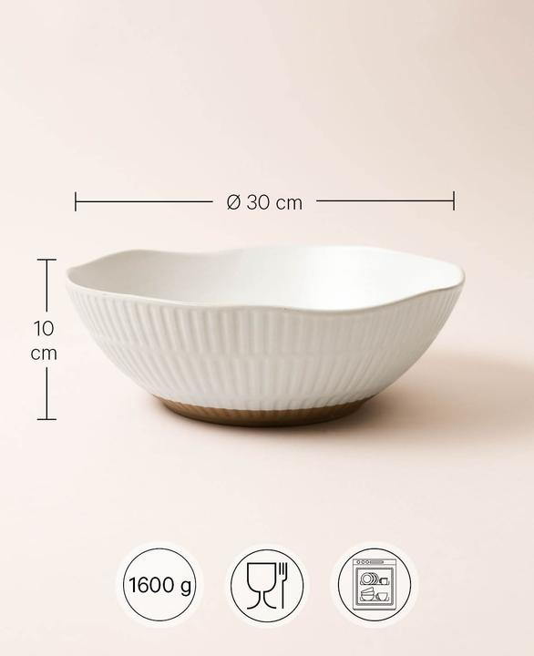 Produktbild Esmée Grosse Keramikschüssel / Schale mit gewelltem Rand, Ø 30 x H 10 cm