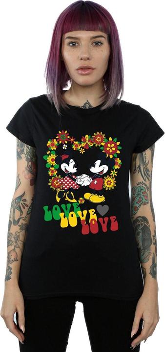 Actual product image Disney Womens/Ladies Mickey And Minnie Mouse Hippie Love Cotton T-Shirt (XL)
