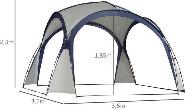 Produktbild Swisshandel24 Festzelt Partyzelt Sonnenschutz wetterfest Glasfaserstange + Polyester Cremeweiss + Blau 3,5 x 3,5 x (350 cm, 350 cm)