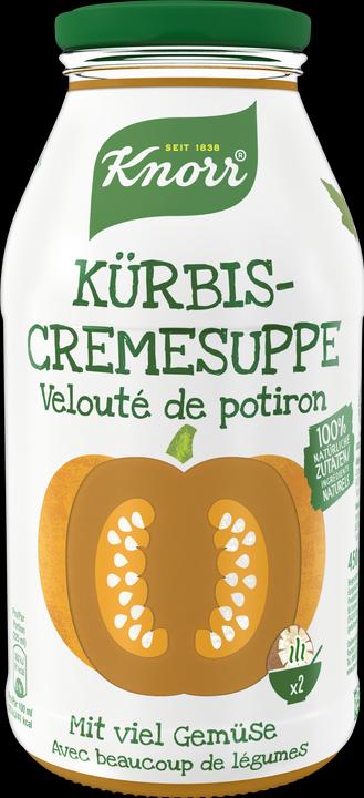 Knorr Kürbis Crème Suppe, 100% natürliche Zutaten & nachhaltig angebautes Gemüse, Flüssigsuppe Kürbissuppe (450 ml)