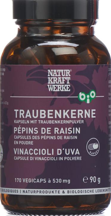 Immagine prodotto NaturKraftWerke Semi d'uva Vegicaps à 530mg Organic/kbA Caps (170 Pezzo/i, Pillole, 300 g)