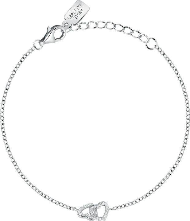 La Petite Story Silver bracelet Double heart with zircons Silver LPS05AWV01 (16 cm, 925er Silber)