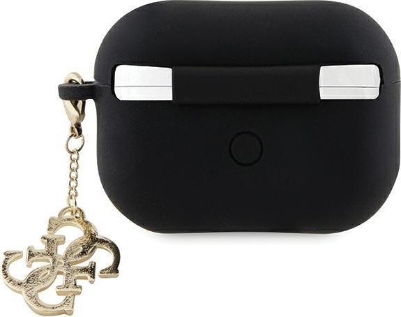 Actual product image Guess GUAP2LECG4K AirPods Pro 2 cover czarny/black Liquid Silicone Glitter Triangle Charm (Headphone bag)