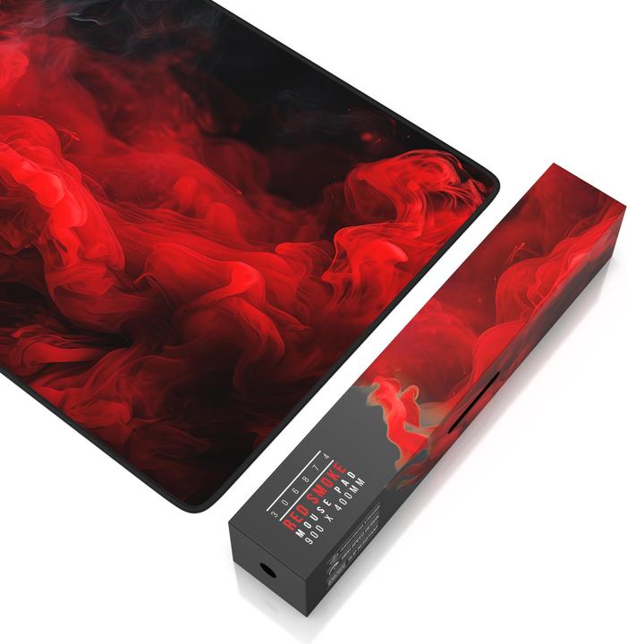 Produktbild Titanwolf Gaming Mauspad, 900 x 400mm XXL Speed Gaming Mausmatte, Mousepad Extragrosse Fläche, Red Smoke (XXL)