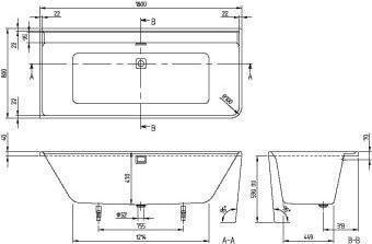 Produktbild Villeroy & Boch V&B Vorwand-Badewanne COLLARO 180x80 li m Ab u Überlgrt. chr we (148 l, 180 cm, 80 cm)