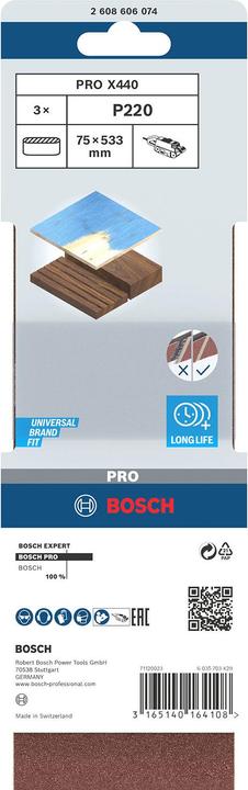 Produktbild Bosch Professional Zubehör PRO X440 Schleifband, 75 x 533 mm, G220 (220)