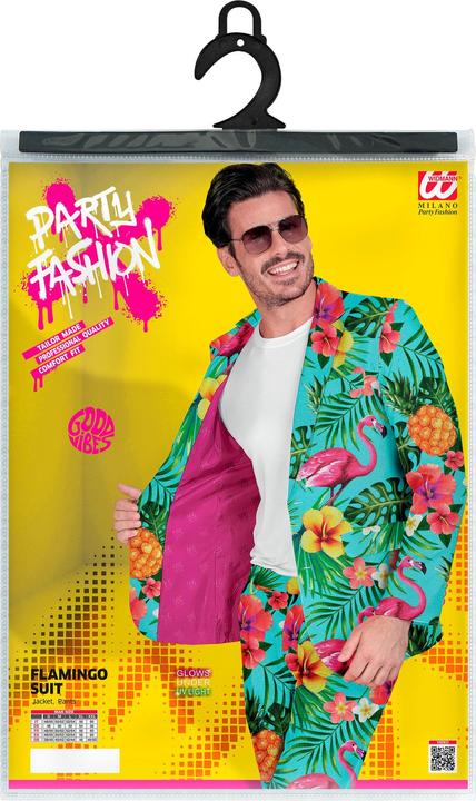 Image du produit Widmann Costume de fête avec motif néon flamant rose veste et pantalon (XL)