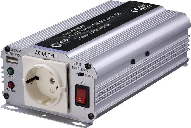 Produktbild RND DC/AC-Wechselrichter mit Energiesparmodus 10... 15V 600W Steckdose Typ F (CEE 7/3) mit