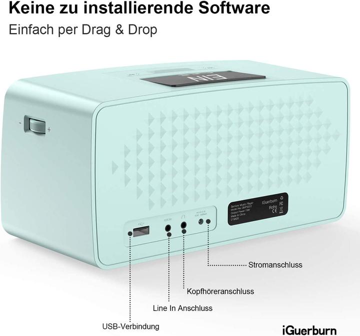 Actual product image IGuerburn 16GB MP3 Player for Dementia Patients Blue