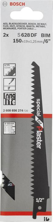 Produktbild Bosch Professional Zubehör Säbelsägeblatt S 628 DF, Special for Plaster, 2er-Pack
