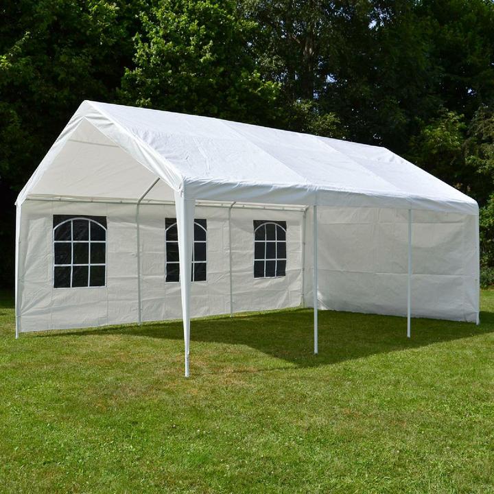 Produktbild VCM Hochwertiges Festzelt Partyzelt Bierzelt Gartenzelt Pavillon weiss 4x6 m PE Stahl (600 cm, 600 cm)