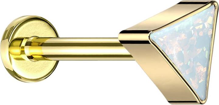 Produktbild Star Piercing Micro Labret Innengewinde vergoldet dreieck vergoldet Opal weiss (ohne Messing, Titan G23)
