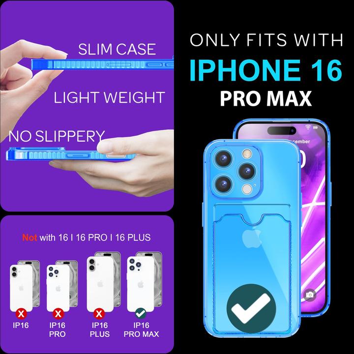 Actual product image Nalia Clear transparent neon silicone cover card holder (Apple iPhone 16 Pro Max)