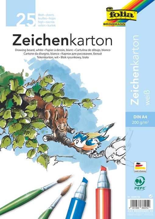 Produktbild Folia Zeichenkarton A4 25 Blatt 200g weiss (25 x)