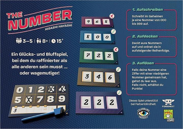 Image du produit Repos Production The Number, jeu de cartes, pour 3-5 joueurs, à partir de 8 ans (édition allemande) (Allemand)