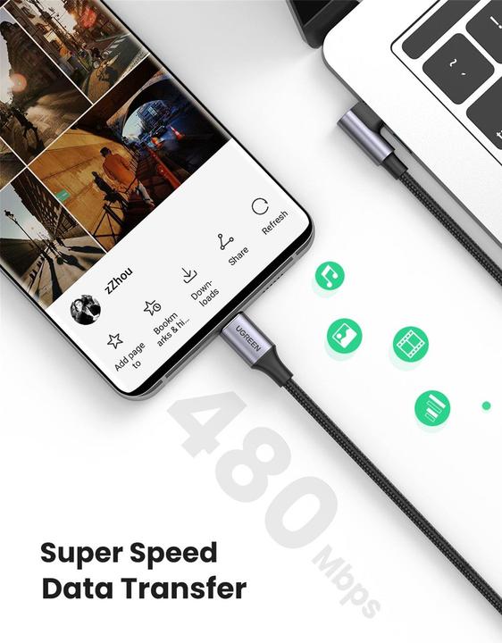 Actual product image Ugreen USB C – USB C (1 m, USB 2.0)