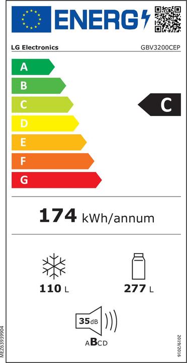 Energie-Label LG GBV3200CEP (387 l)