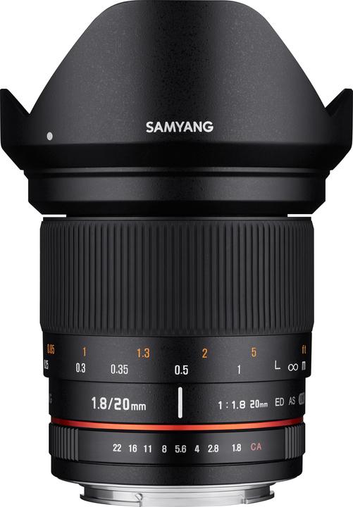 Samyang 20mm f/1.8 ED AS UMC Canon EF (Canon EF, Plein format)