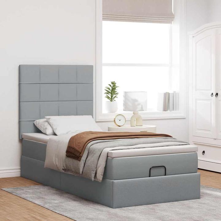 Image du produit VidaXL Lit Ottoman avec matelas Gris clair 80x200 cm Tissu (80 x 200 cm)