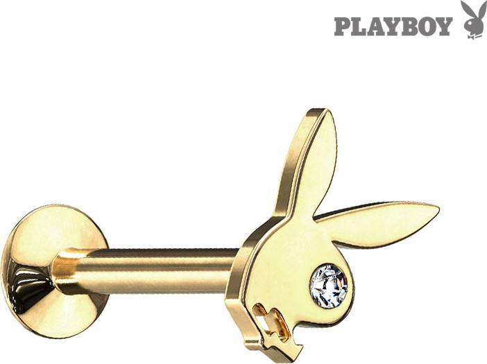 Star Piercing Micro Labret Innengewinde vergoldet Playboy Bunny (Messing, Chirurgenstahl 316L)