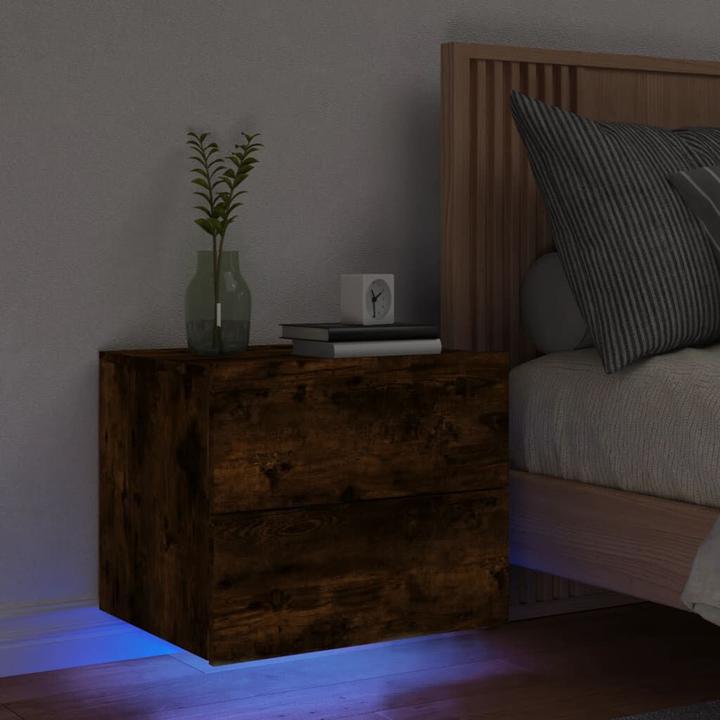 Productafbeelding VidaXL Nachtkastje met LED verlichting gerookt eiken, kleur (50 x 39 x 41 cm)