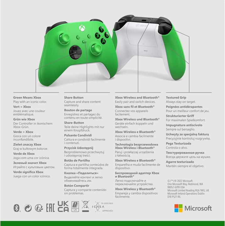 Produktbild Microsoft Xbox Wireless Controller - Velocity Green (Xbox Series X, Xbox One X, Xbox One S, Xbox Series S, PC)