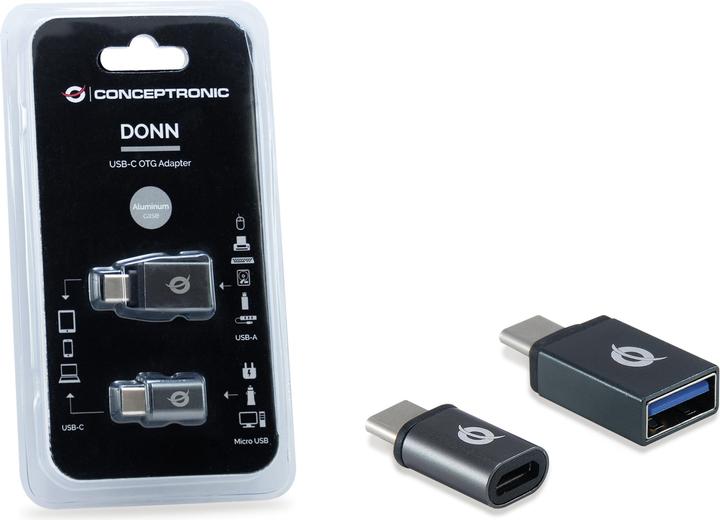 Produktbild Conceptronic Adapter USB-C -> USB3.0+Micro USB 2er-Pack sw (USB 3.1, USB 2.0, 1.47 cm)