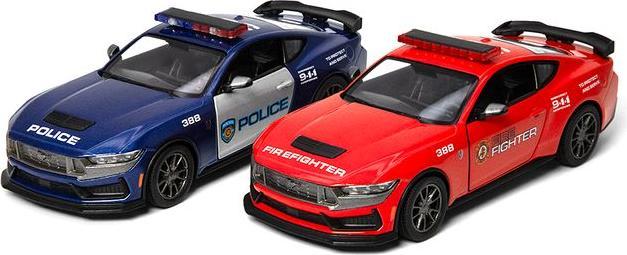 Kinsmart KINS Modèle moulé 2024 Ford Mustang Dark Horse (Police/Firefighter), 1:38, ast 2
