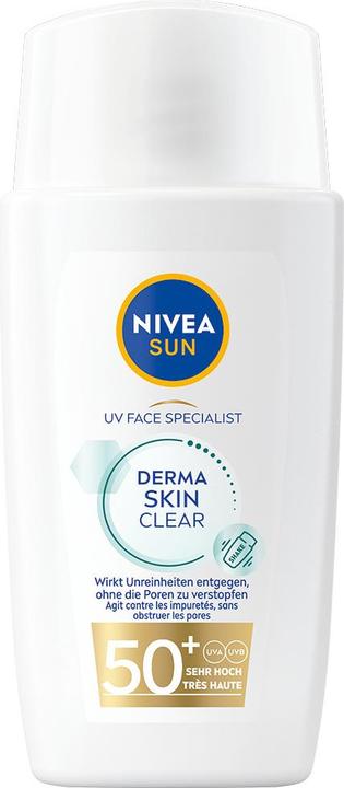 Image du produit NIVEA UV Face Derma Skin Clear SPF 50+ (Crème solaire visage, SPF 50, 40 ml, 62 g)