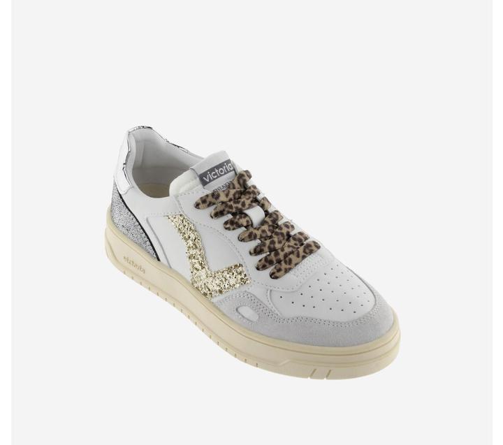 Actual product image Victoria Ladies' white and gold leather effect trainers (39)