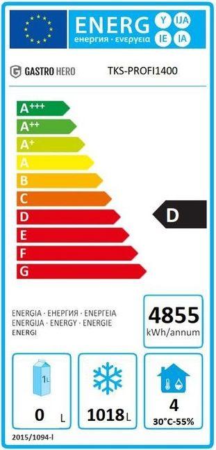 Energie-Label Gastro Hero Tiefkühlschrank Profi GN / Superior - mit Türen (1168 l)