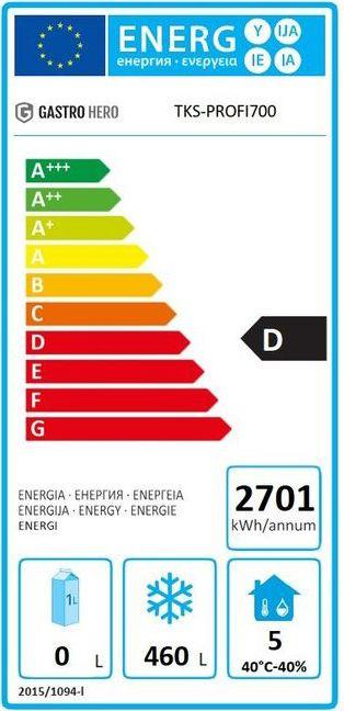 Energie-Label Gastro Hero Tiefkühlschrank Profi GN / Superior (Einbau, 610 l)