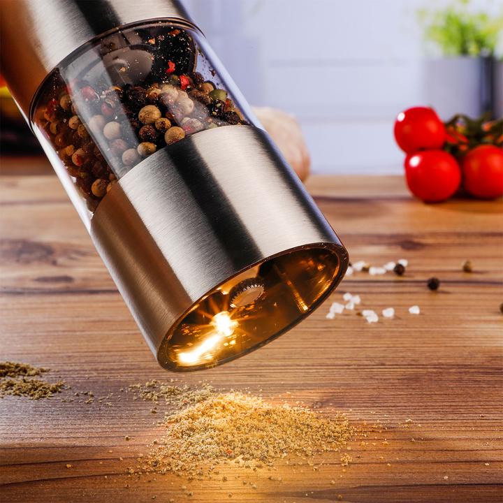 Image du produit Fs-Star Moulin à sel et à poivre électrique en acier inoxydable (Poivre, Sel)