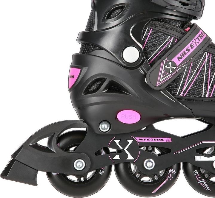 Produktbild Nils Rollschuhe/Hockeyskates Extreme NH11912 schwarz-pink - PU70 mm/82A (S 31-34) (31)