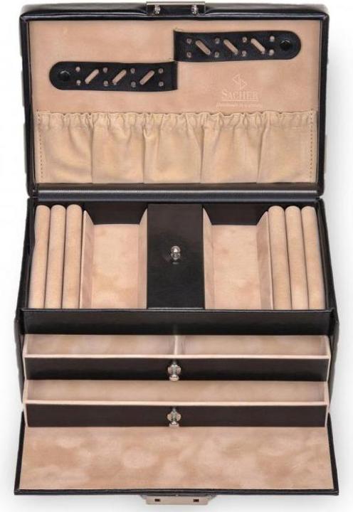 Produktbild Sacher 27.107.010.443 - Schmuckkoffer Eva New Classic, schwarz (Echt Leder )