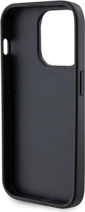Immagine prodotto Guess GUHCP15LPS4DGPK Custodia rigida per iPhone 15 Pro 6.1" in pelle nera con logo in metallo Strass (Apple iPhone 15 Pro)