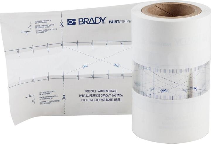 Actual product image Brady PaintStripe stencil - continuous line, polyester, transparent/white, 50.80 mm x 30.50 m